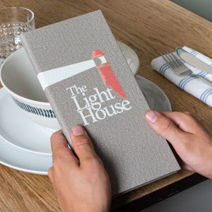 Create your own personal folder in a range of fabric texture colours and add your own custom design or logo. Created by master craftsmen with over 30 years experience, available only at Menushop